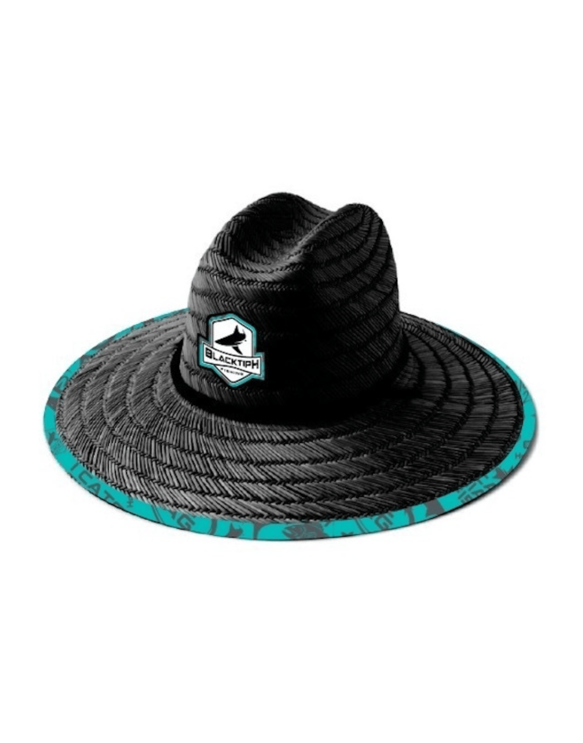 BlacktipH Straw Hat - Turquoise Blue - Black