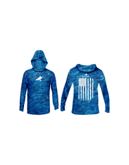 BlacktipH Patriotic Performance Distressed Hoodie with UPF 50+ Protection