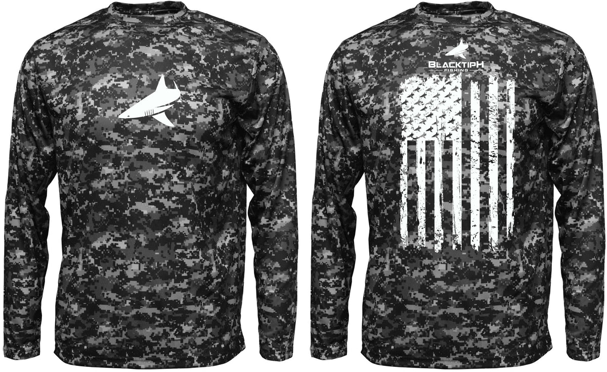 BlacktipH Performance Digital Camo Shirt - Vertical Flag with UPF 50+ Protection