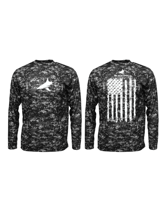 BlacktipH Performance Digital Camo Shirt - Vertical Flag with UPF 50+ Protection