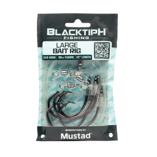 BlacktipH Mustad Live Bait Rigs with 10/0 Black Nickel Circle Hook and Premium Rosco Swivel - Large 5 Pack