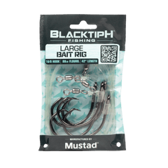 BlacktipH Mustad Live Bait Rigs with 10/0 Black Nickel Circle Hook and Premium Rosco Swivel - Large 5 Pack