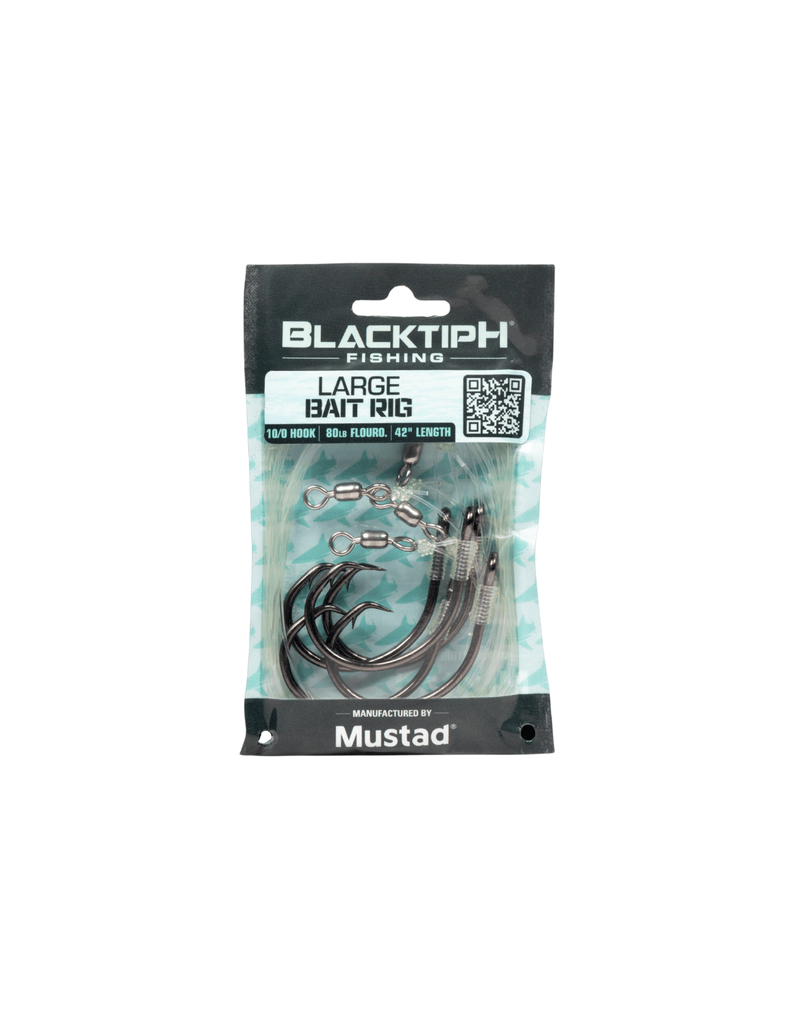 BlacktipH Mustad Live Bait Rigs with 10/0 Black Nickel Circle Hook and Premium Rosco Swivel - Large 5 Pack