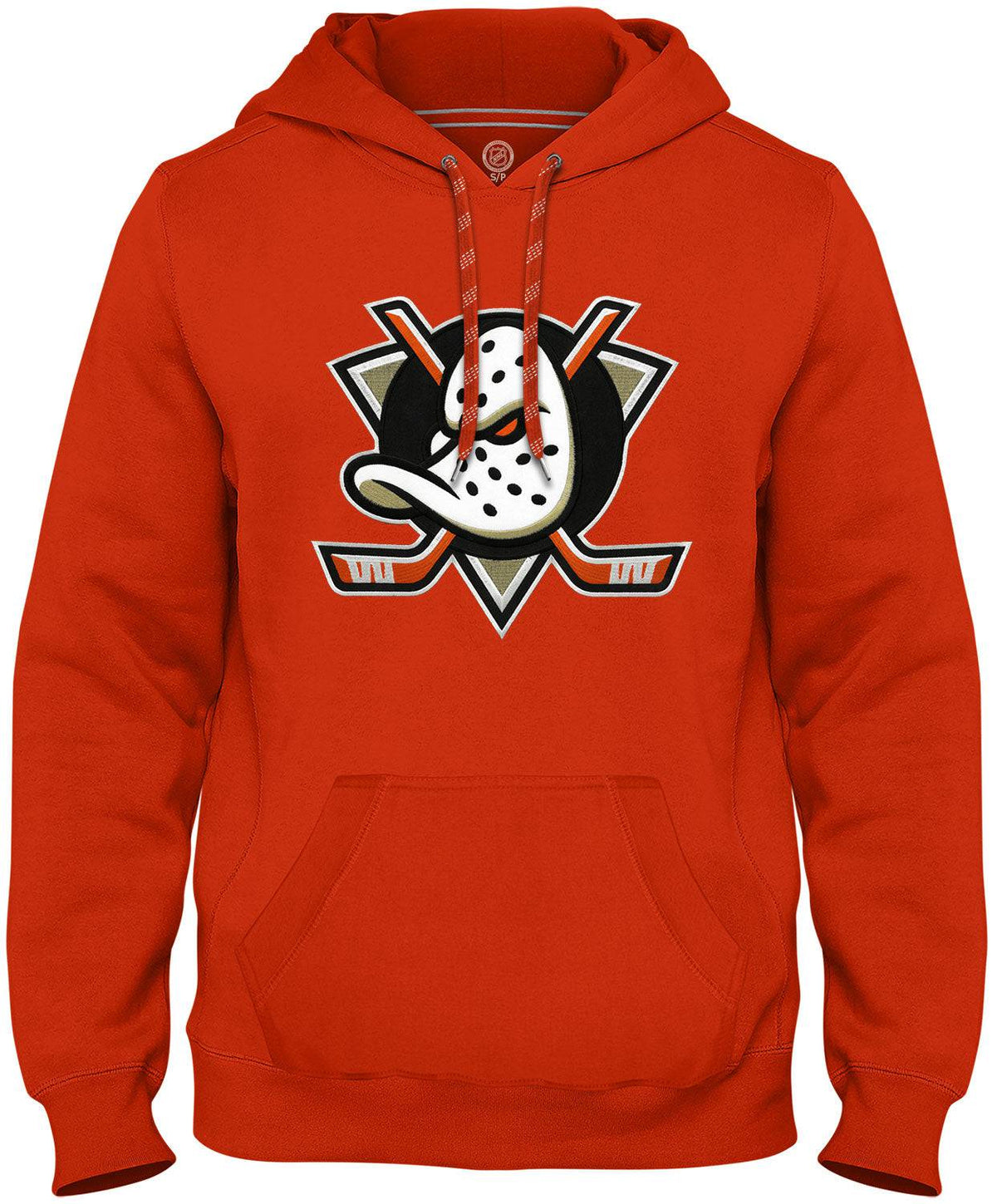 Orange Anaheim Ducks NHL hoodie featuring team logo and design, perfect for fans and casual wear.