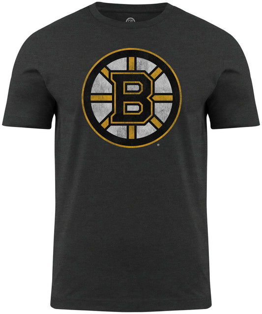 Boston Bruins NHL Distressed Logo Charcoal T-Shirt