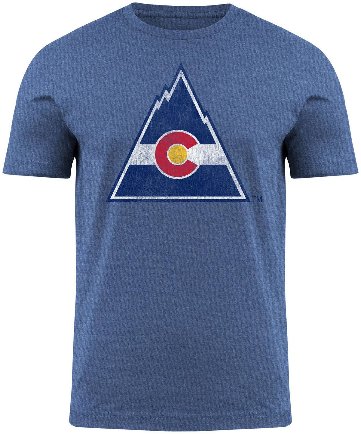 Colorado Rockies NHL Distressed Logo Royal Blue T-Shirt