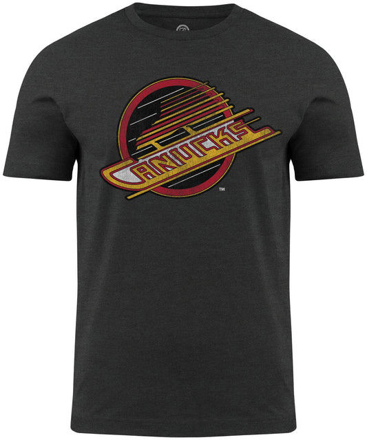 Vancouver Canucks NHL Distressed Logo Charcoal T-Shirt