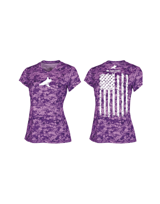 BlacktipH Ladies Performance Digital Camo Shirt with UPF 50+ Protection - Vertical Flag